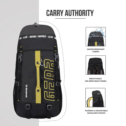 NAVIGATOR RUCKSACK 55L (BLACK- YELLOW) - Image 5
