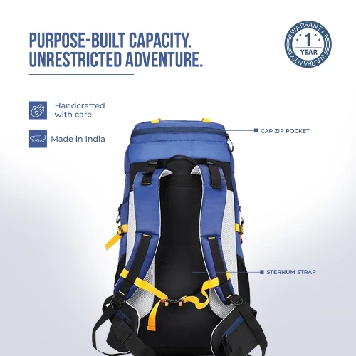 OVERLAND RUCKSACK 55L (BLUE YELLOW) - Image 7