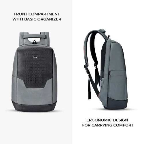Gear NG Future 18"/27L Large Anti-Theft Faux Leather Water Resistant Laptop Backpack | Casual Backpack | Daypack | Travel Backpack | College Bag For Men/Women (Grey) - Image 4