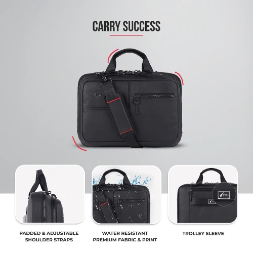 Professional leather laptop briefcase 10L (Black) - Image 5