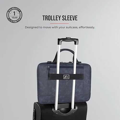 Professional leather laptop briefcase - 10L (Navy) - Image 6