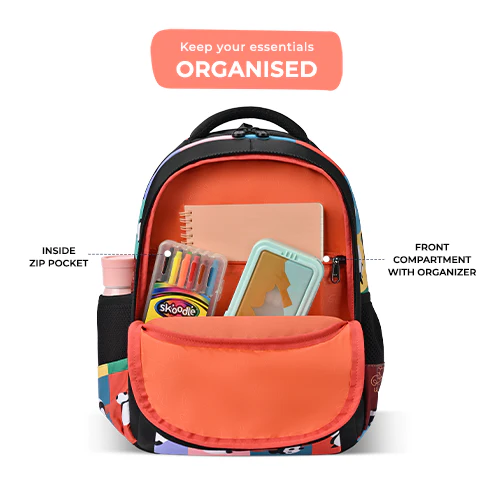 Puffy Backpack 15 Inch (Black-Orange) - Image 5