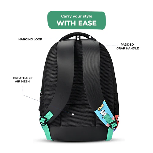 Puffy Backpack 17 Inch (Black-Green) - Image 7