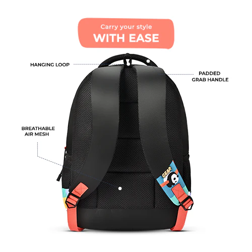 Puffy Backpack 17 Inch (Black-Orange) - Image 7