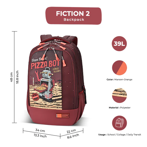 Fiction 2 Backpack 19 Inch (Maroon-Orange) - Image 3