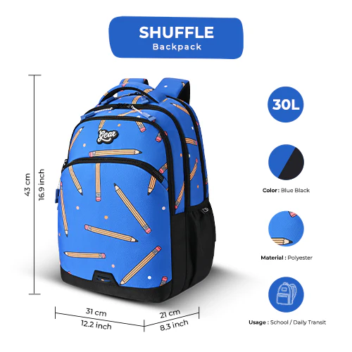Shuffle Backpack 17 Inch (Blue-Black) - Image 4