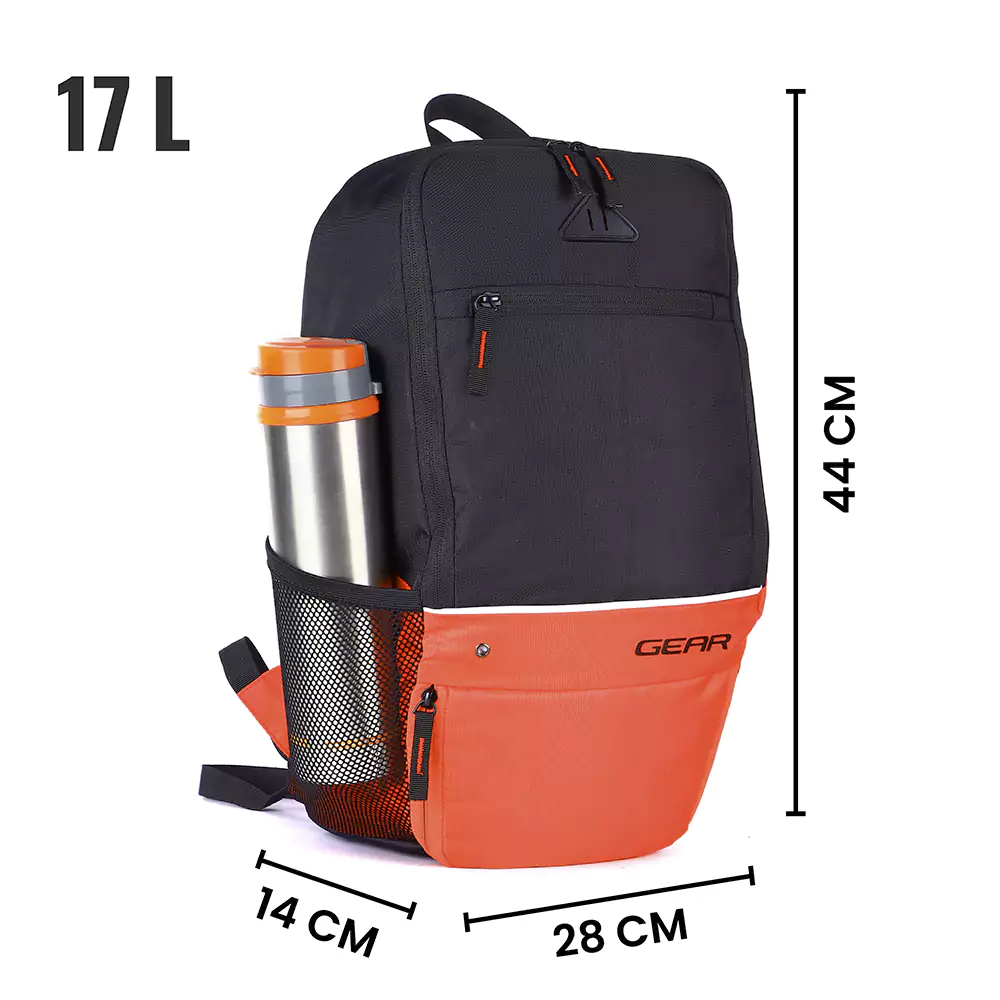 Superior XL 17L Backpack with Shoe Pocket (Black-Orange) - Image 3