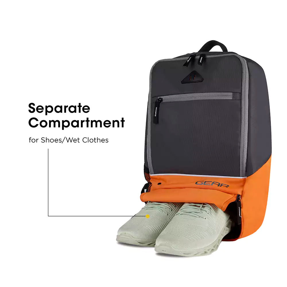 Superior XL 17L Backpack with Shoe Pocket (Grey-Orange) - Image 5