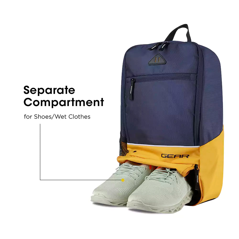 Superior XL 17L Backpack with Shoe Pocket (Navy-Yellow) - Image 3