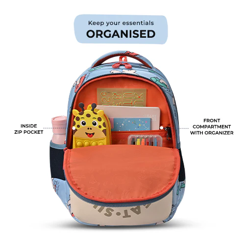 Bear Backpack 15 Inch (Sky Blue-Orange) - Image 3