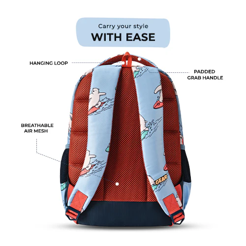Bear Backpack 15 Inch (Sky Blue-Orange) - Image 5