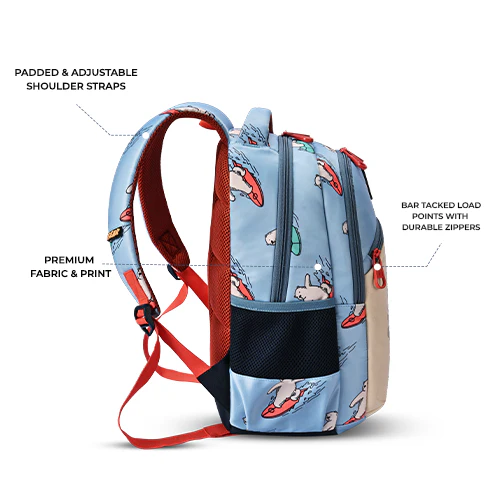 Bear Backpack 15 Inch (Sky Blue-Orange) - Image 6