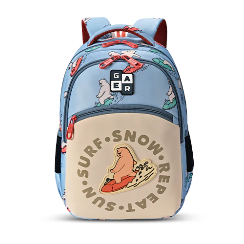 Bear Backpack 15 Inch (Sky Blue-Orange) - Image 7