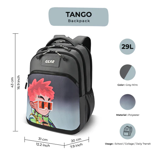 Tango Backpack 17 Inch (Grey-Mint) - Image 3