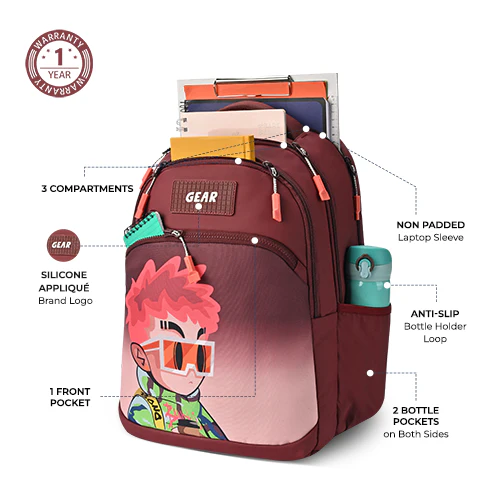 Tango Backpack 17 Inch (Maroon-Orange) - Image 2