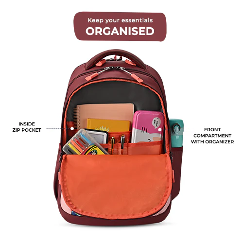 Tango Backpack 17 Inch (Maroon-Orange) - Image 4