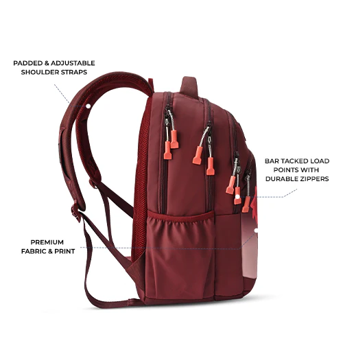 Tango Backpack 17 Inch (Maroon-Orange) - Image 7