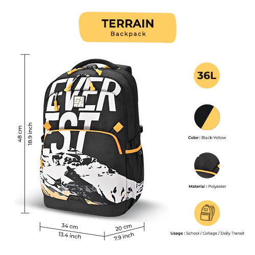 Terrain Backpack 19 Inch (Black-Yellow) - Image 4