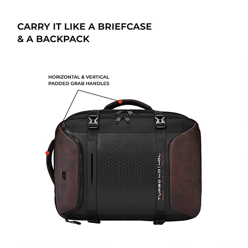 Gear Turbo 4 19"/40L Anti Theft Large Water Resistant Laptop Backpack with Raincover/Casual Backpack/Daypack/Travel Backpack/College Bag For Men/Women(Black-Brown) - Image 5