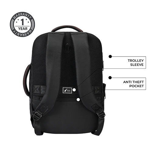 Gear Turbo 4 19"/40L Anti Theft Large Water Resistant Laptop Backpack with Raincover/Casual Backpack/Daypack/Travel Backpack/College Bag For Men/Women(Black-Brown) - Image 8