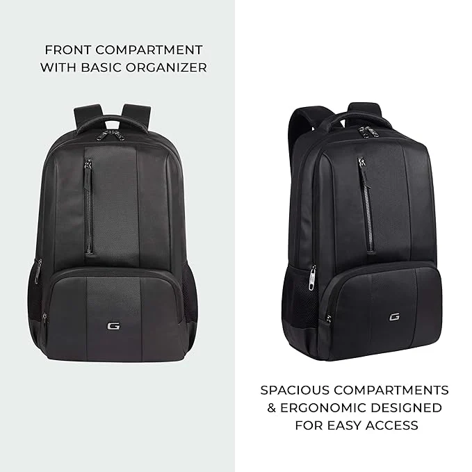 Gear Vault 19"/30L Anti Theft Faux leather Large Water Resistant Laptop Backpack/Casual Backpack/Daypack/Travel Backpack/College Bag For Men/Women (Black) - Image 4