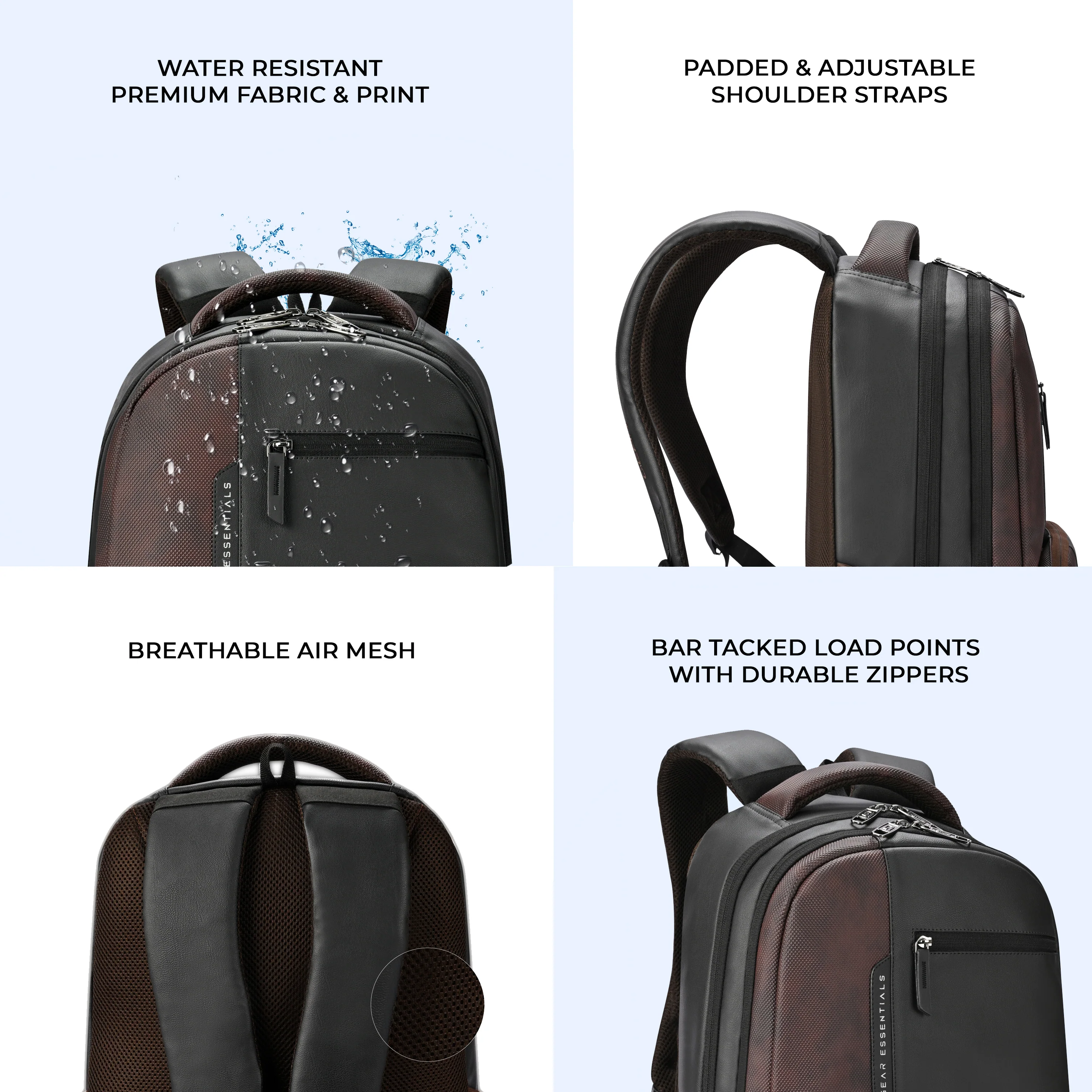 Gear Vintage 2 Faux Leather(Without Antitheft) 19"/34L Large Water Resistant Laptop Backpack/Casual Backpack/Daypack/Travel Backpack/College Bag For Men/Women(Black-Brown) - Image 6