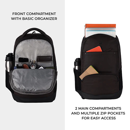 Gear Vintage 2 18"/28L Large Anti Theft Faux Leather Water Resitant Laptop Backpack/Office Bag/ Casual Bag/Travel Backpack for Men/Women (Brown - Black) - Image 5