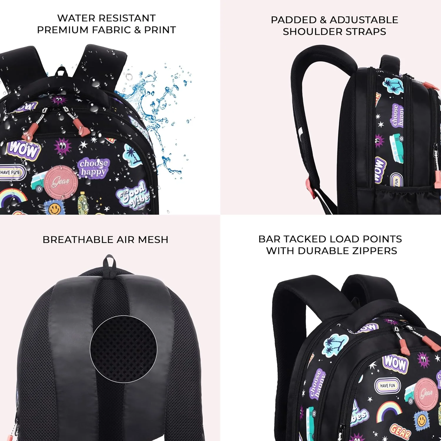 Wow Backpack 17″ Girls (Black) - Image 8